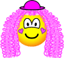 Roze haar clown emoticon  