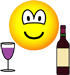 Wijn drinkende emoticon  
