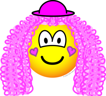 Roze haar clown emoticon