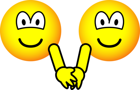 Hand vasthoudende emoticons