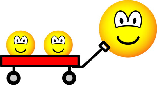 Getrokken in rood wagentje emoticon
