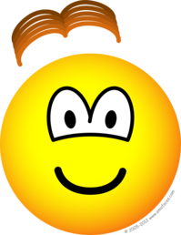 Toupet afwaaiende emoticon