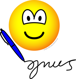 Schrijvende emoticon