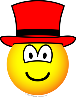 Rode hoge hoed emoticon